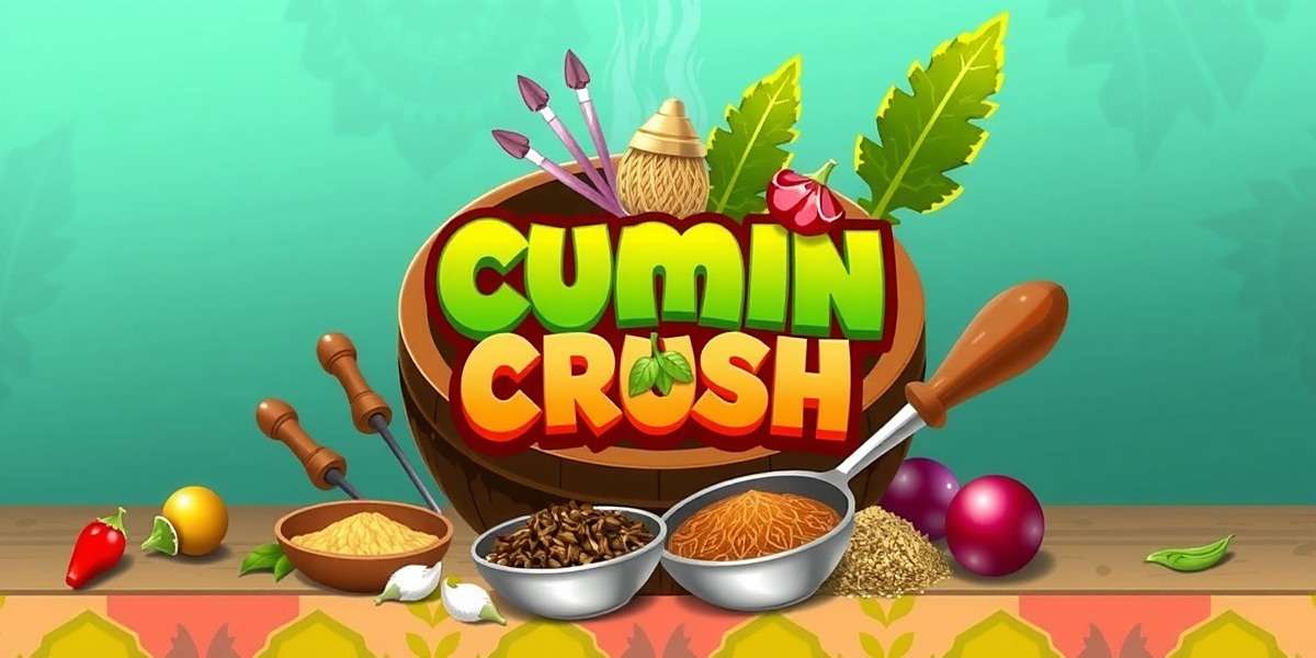 Cumin Crush Official Cover Art Cumin Crush game cover featuring vibrant Indian spices and traditional cooking utensils